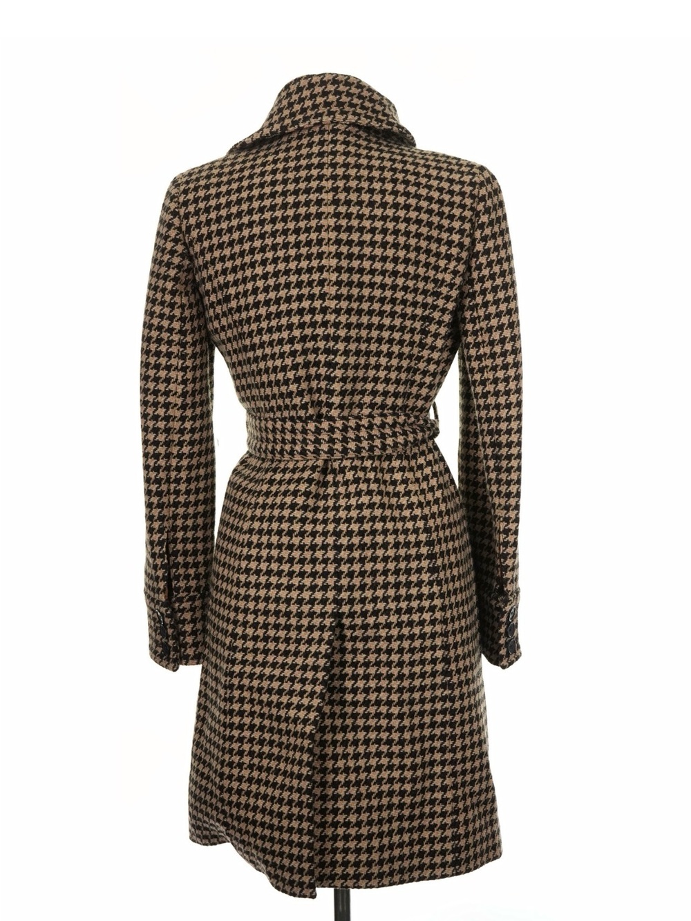 J. Crew Wool-Blend Brown Houndstooth Belted Double Breasted Coat Dress 6 - Picture 10 of 10